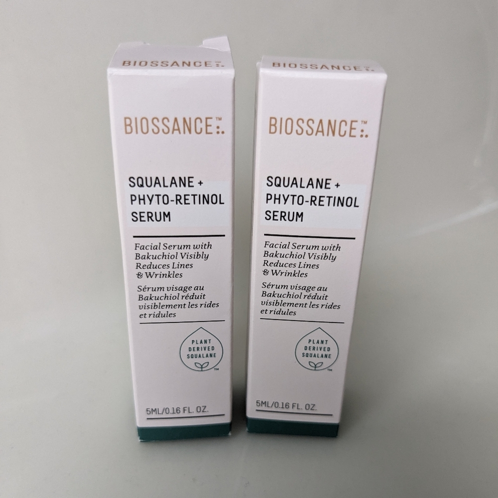 NWT Biossance Squaline + Phyto-Retinol Serum, Two travel sizes.